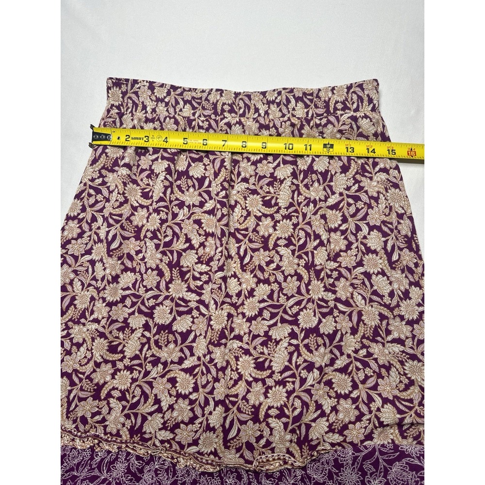 J Jill Mixed Print Ruffle Midi Skirt XS Mulberry‎ Lined Boho Festival Classic - Picture 5 of 5